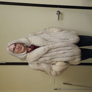 Chloe White Silver Fox Fur Jacket Size Medium